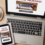 Laptop and smartphone with affiliate dashboards and digital marketing stats