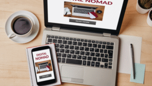 Laptop and smartphone with affiliate dashboards and digital marketing stats